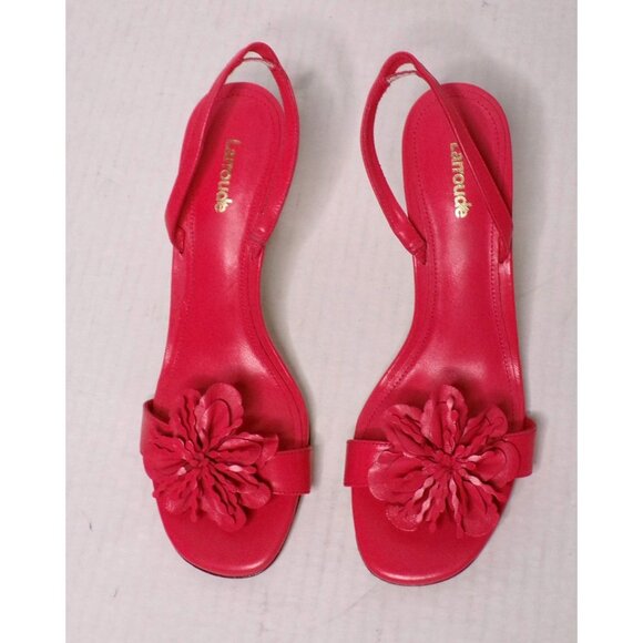 🆕LARROUDE Hibiscus Slingback Flower Sandal Shoes 8.5 Pink - Picture 5 of 12